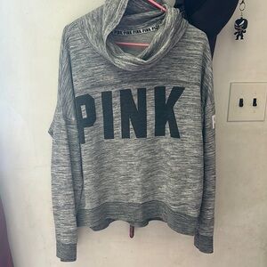 PINK Victoria's Secret Heathered Gray Cowl Neck Top